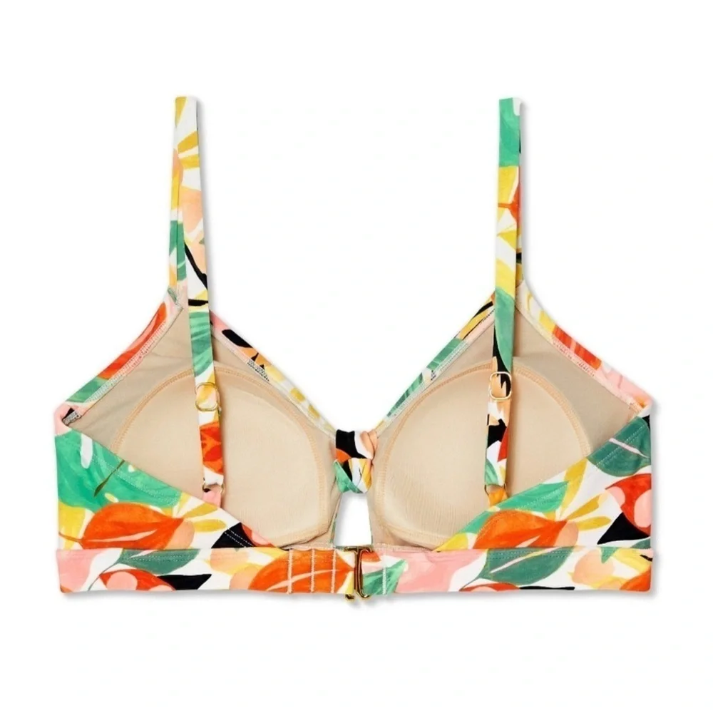 Kona Sol tropical leaves V-Neck Knot Bikini Top and Hipster Bottom medium - Picture 5 of 14
